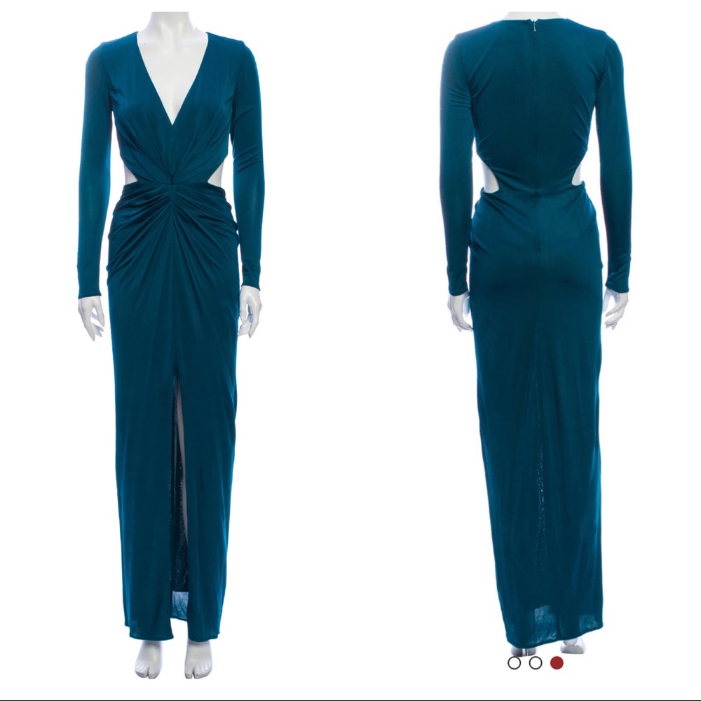 🔥Haney teal cutout gown 6 EUC Sara so sexy!!